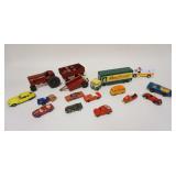 1295	LOT OF ASSORTED VINTAGE TOY CARS, TRUCKS & TRACTORS