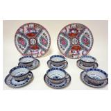 1005	ASIAN CHINA LOT INCLUDING 6 RICE EYE CUPS W/SAUCERS & 2 ROSE MEDALION 10 1/4 IN PLATES