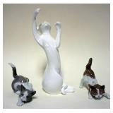 1007	LLADRO KITTENS & ROYAL DOULTON CAT *SHADOW PLAY*, APPROXIMATELY 10 1/2 IN