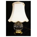 1017	WATERFORD TABLE LAMP ON BRASS BASE, APPROXIMATELY 17 IN HIGH