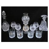 1021	LOT OF LEAD CRYSTAL GLASS INCLUDING ZWIESEL SHANON & ATLANTIS, TALLEST DECANTOR IS APPROXIMATEL