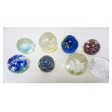 1026	GROUP OF 8 ASSORTED BLOWN GLASS PAPERWEIGHTS INCLUDING ONE SIGNED ECKHOLT