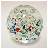 1027	LARGE BLOWN GLASS MULTICOLORED FLECK PAPERWEIGHT, APPROXIMATELY 6 IN HIGH