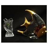 1028	WATERFORD GLASS HARP & BLOWN GLASS FISH SIGNED BR ON BOTTOM, FISH IS APPROXIMATELY 7 IN HIGH