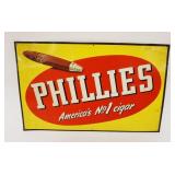 1043	ANTIQUE TIN PHILLIES CIGAR STORE SIGN BY DONALDSON ART SIGN CO, APPROXIMATELY 13 IN X 20 1/4 IN