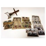 1048	ANTIQUE VICTORIAN PARLOR STEREO VIEWER W/12 BLACK HISTORY SLIDES & ONE WEDDING SET