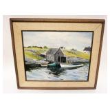 1052	OIL PAINTING ON BOARD *BLUE ROCKS INLET* NOVA SCOTIA SIGNED BY RUTH G BOUTILLETTE, APPROXIMATEL