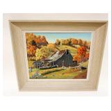 1053	OIL PAINTING ON BOARD VERMONT AUTUMN GLORY SIGNED LINDOURY, APPROXIMATELY 25 IN X 22 IN