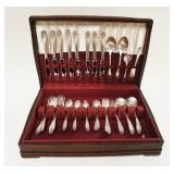 1057	ROGERS BROS SILVERPLATE FLATWARE SET, DAFFODIL PATTERN, IN BOX, 51 PIECES