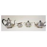 1083	STERLING REED & BARTON STRATFORD TEASET, 4 PIECE, 81.7 TOZ TOTAL WEIGHT INCLUDING HANDLES