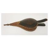 1084	ANTIQUE PAINT DECORATED WOOD BELLOWS W/LEATHER & BRASS TACKING, APPROXIMATELY 19 IN  LONG