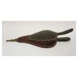 1085	ANTIQUE PAINT DECORATED WOOD BELLOWS W/LEATHER & BRASS TACKING, APPROXIMATELY 19 IN  LONG