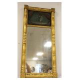 1106	ANTIQUE MIRROR IN GILT FEDERAL FRAME W/REVERSE PAINTED GLASS INSET TOP, SOME PAINT LOSS, APPROX