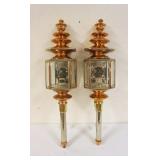 1108	PAIR OF LARGE ANTIQUE BRASS, COPPER, & NICKEL CARRIAGE LAMPS, EACH MEASURING APPROXIMATELY 36 I