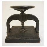 1115	ANTIQUE CAST IRON BOOK PRESS, APPROXIMATELY 11 IN X 15 IN X 12 1/2 IN HIGH