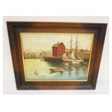 1118	OIL PAINTING ON CANVAS HARBOR SCENE SIGNED LOWER RIGHT, APPROXIMATELY 16 IN X 20 IN