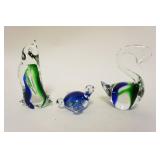 1125	GROUP OF 3 MURANO STYLE FIGURES, APPROXIMATELY 6 IN HIGH