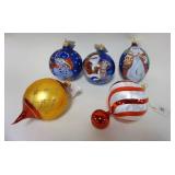 1153	CHRISTOPHER RADKO LOT CHRISTMAS ORNAMENTS, LOT OF 5, LARGEST IS APPROXIMATELY 6 IN