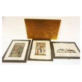 1170	EGYPTIAN GROUP OF 4 ASSORTED WALL HANGING ARTWORK INCLUDING ARTISTANS GUILD INTERNATIONAL, LARG