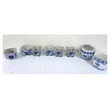 1174	LOT OF 8 ASSORTED ASIAN PLANTERS, LARGEST IS 7 IN HIGH