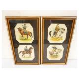 1180	FRAMED PRINTS ON SILK, CIVIL WAR GRANT & LEE & WASHINGTON & WILD BILL CODY, EACH APPROXIMATELY 