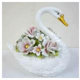 1192	CAPODIMONTE LARGE FIGURAL SWAN CENTERPIECE, APPROXIMATELY 15 IN HIGH