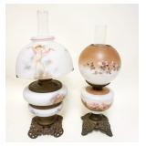 1196	PAIR OF VICTORIAN PARLOR LAMPS, BOTH ELECTRIFIED, LARGEST IS APPROXIMATELY 23 IN HIGH