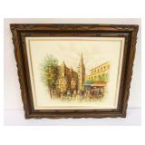 1214	CONTEMPORARY OIL PAINTING ON CANVAS CONTINENTAL STREET SCENE SIGNED LOWER RIGHT, APPROXIMATELY 