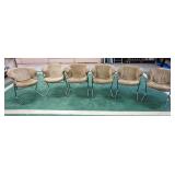 1217	MID CENTURY MODERN RINALDI MARIO FOR RIMA SET OF 6 ARM CHAIRS, CHROME FRAMES MARKED MADE IN ITA