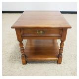 1222	L, & J.G. STICKLEY SOLID CHERRY 1 DRAWER CHAIR SIDE TABLE, APPROXIMATELY 23 IN X 27 IN X 22 IN