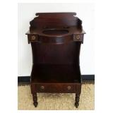 1235	ANTIQUE MAHOGANY FEDERAL WASH BASIN STAND WITH 3 DRAWERS, APPROXIMATELY 20 IN X 15 IN X 35 IN H
