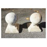 1237	PAIR OF CONCRETE ARCHITECHURAL COLUMN TOP GARDEN BALLS, APPROXIMATELY 17 IN H