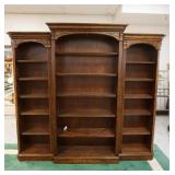 1239	3 PART WALL UNIT WITH ADJUSTABLE SHELVES AND INTERIOR LIGHTS, CHERRY FINISH. APPROXIMATELY 93 I