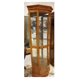 1244	DIMINUTIVE OAK MIRROR BACK CURIO CABINET, APPROXIMATELY 26 IN X 20 IN X 71 IN H