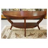 1245	MAHOGANY DEMILUNE TABLE, APPROXIMATELY 52 IN X 18 IN X 29 IN H