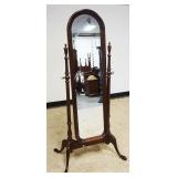 1254	MAHOGANY LADIES DRESSING MIRROR, APPROXIMATELY 22 IN X 19 IN X 62 IN H