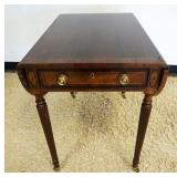 1271	HENEREDON DROPLEAF TABLE WITH BANDING, VENEER LOSS TO TABLE, L DRAWER. APPROXIMATELY 20 IN X 30