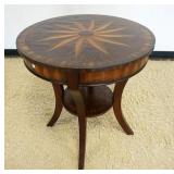 1272	MAHOGANY ROUND LAMP TABLE WITH INLAID STAR PATTERN, VENEER LIFTING ON TOP, APPROXIMATELY 28 IN 