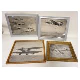 1300	LOT OF 4 VINTAGE WWII ERA PHOTOS OF PLANES, LARGEST FAME, APPROXIMATELY 12 IN X 15 IN