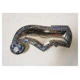 1003	STERLING ENAMELED FOOTED TRAY MARKED 925, APPROXIMATELY 5 1/2 IN X 2 1/2 IN X 1 IN H, 1.1 TOZ