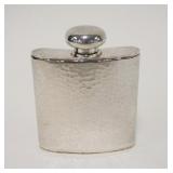 1004	STERLING HAND MADE HIP FLASK, SCHROTH SILVER, APPROXIMATELY 3 1/2 IN X 4 IN H. 5 TOZ