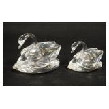 1006	SWAROVSKI CRYSTAL FIGURINES, PAIR OF FEATHERED SWANS, LARGEST APPROXIMATELY 2 1/4 IN H