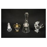 1010	SWAROVSKI CUT CRYSTAL GROUP OF MINIATURES, INCLUDING ROOSTER, POODLE ON BALL AND BELL, LARGEST 