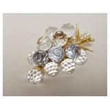 1011	SWAROVSKI CUT CRYSTAL GRAPE CLUSTER ON GILT METAL VINE, APPROXIMATELY 5 IN X 2 IN H