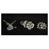 1012	SWAROVSKI CUT CRYSTAL FIGURINES , PORCUPINE, BUTTERFLY ON LEAF, ROSE WITH STEM, LARGEST APPROXI