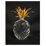 1015	SWAROVSKI CRYSTAL PINEAPPLE WITH GILT METAL TOP, APPROXIMATELY 1 1/4 IN H