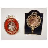 1029	2 TERRAGRAFICS ENAMELED AND GILT FINISHED PICTURE FRAMES, LARGEST APPROXIMATELY 6 1/4 IN H