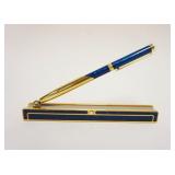1030	MIKIMOTO ENAMELED PEN AND STAND WITH PEARL, APPROXIMATELY 6 IN L