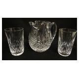 1048	WATERFORD CRYSTAL PITCHER AND 2-5 IN TUMBLERS