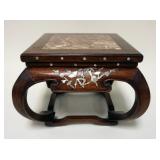 1060	ASIAN TABLE TOP STAND WITH MOTHER OF PEARL INLAID SIDES OF BIRDS ON BRANCH AND HAVING AN INSET 